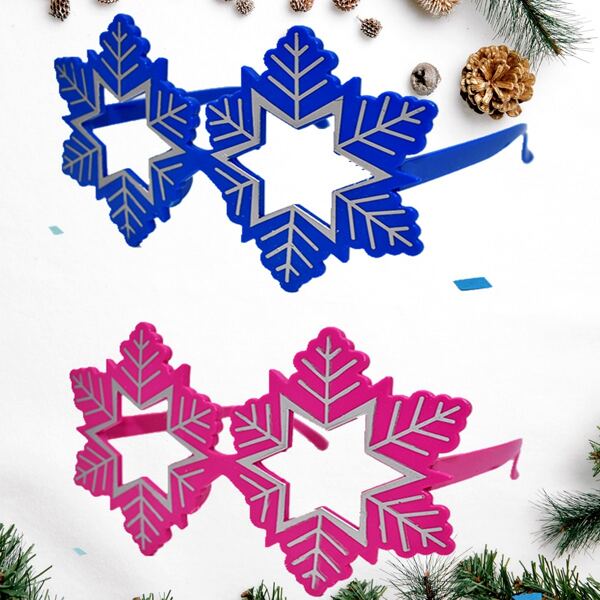 

2pcs Men Christmas Snowflake Decor Glasses Frame, Multicolor
