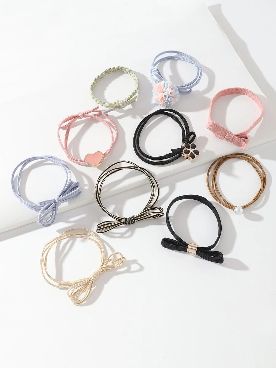 10 cái Hoa & Trang trí trái tim Dây buộc tóc Giải trí - Nhiều màu - Xem 1