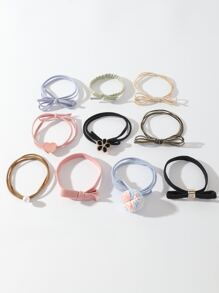 10 cái Hoa & Trang trí trái tim Dây buộc tóc Giải trí - Nhiều màu - Xem 2