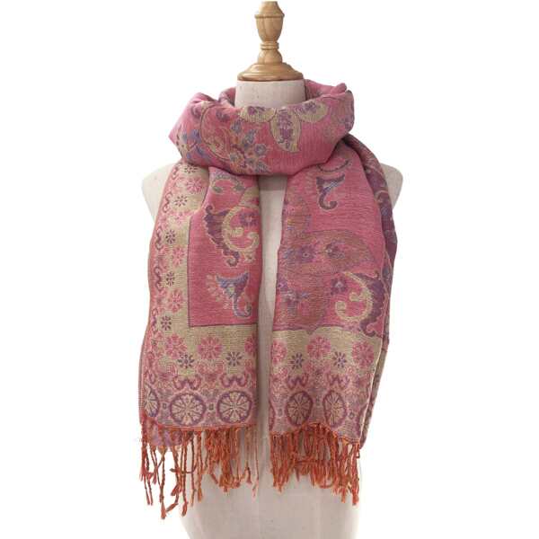 

Fringe Hem Flower Print Scarf, Multicolor