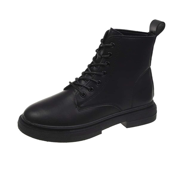 

Tab Decor Lace-up Combat Boots, Black
