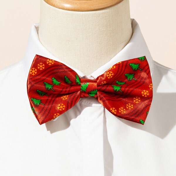 

Christmas Print Bow Tie, Red
