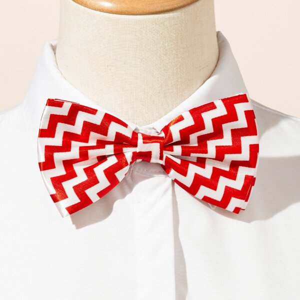

Chevron Print Bow Tie, Red and white
