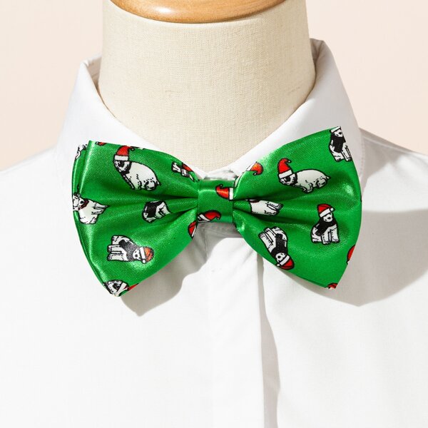 

Christmas Pattern Bow Decor Tie, Green