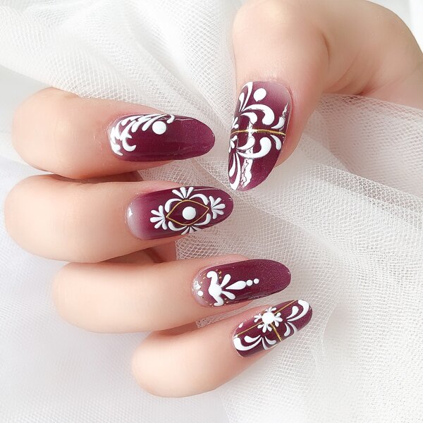 

1sheet Relief Flower Print Nail Art Sticker & 1pc Nail File, Multicolor
