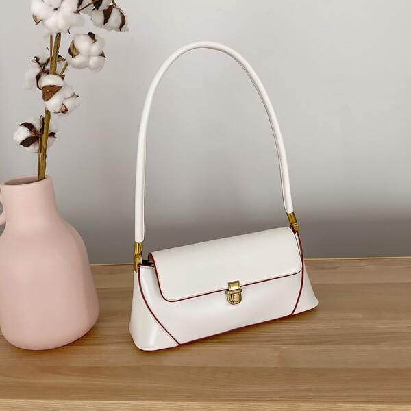 

Minimalist Push Lock Baguette Bag, White