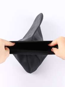 1pair Plain Rain Boots Cover, Black Reusable Shoes Cover For Outdoor - Black - View 3