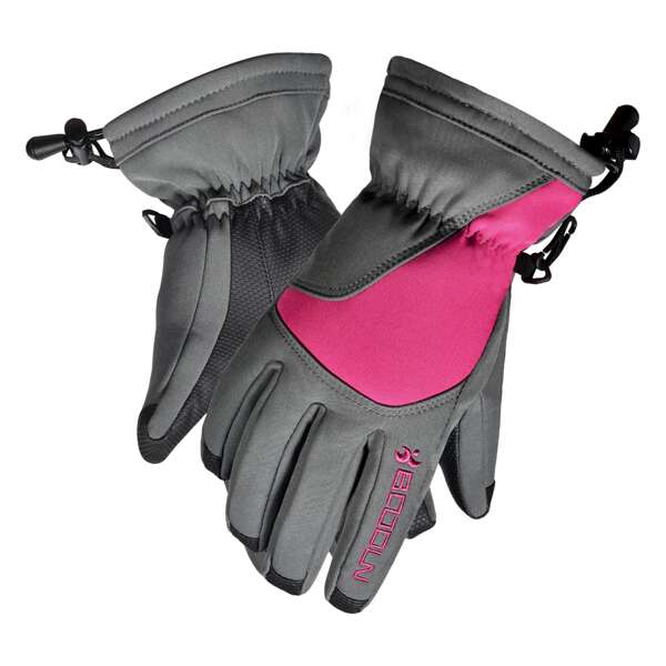 

1pair Color Block Outdoor Skiing Gloves, Hot pink