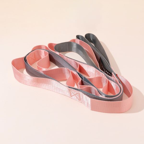 

Color Block Yoga Stretch Strap, Pink