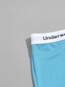 男士4入組拼接字母織帶平角內褲 - 彩色 - 查看 4