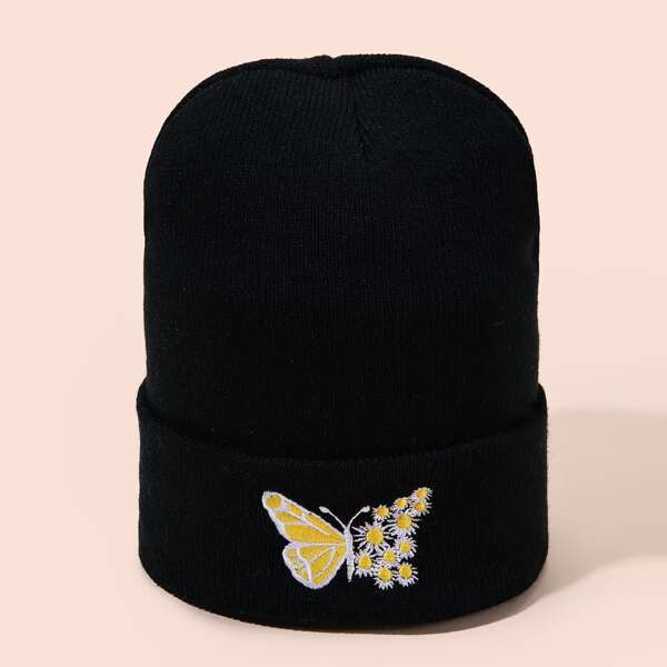 

Butterfly Embroidered Knit Beanie, Multicolor