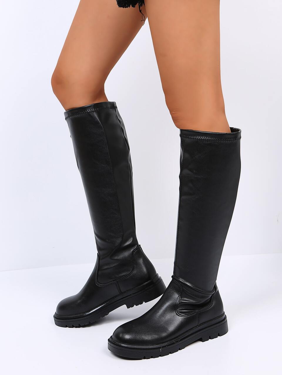 Women's New High Heel Mid-Calf Boots, Black, Simple Design, Style With Skirt Pointed Toe, Zipper Closure, Wear With Cardigan, Party