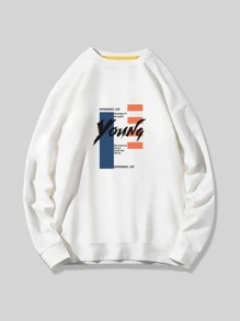 男士標語圖案運動衫 - 白色 - 查看 1