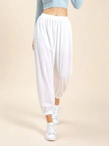 Pantalones deportivos unicolor cónico - Beis - Ver 5