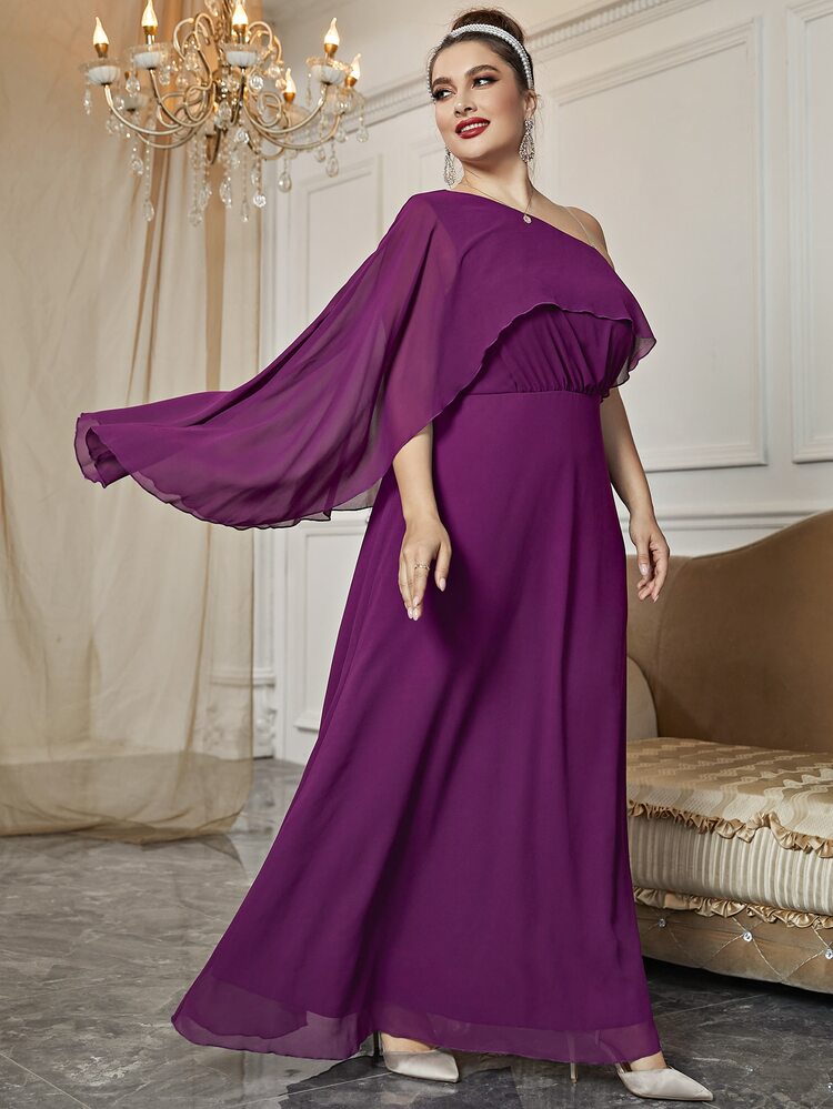 Vestido de fiesta de un hombro maxi - Morado - Añade 4