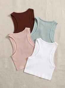 Yoga Basic Áo Tees & Tanks  Thể thao Nữ Gân đan màu trơn - Nhiều màu - Xem 2