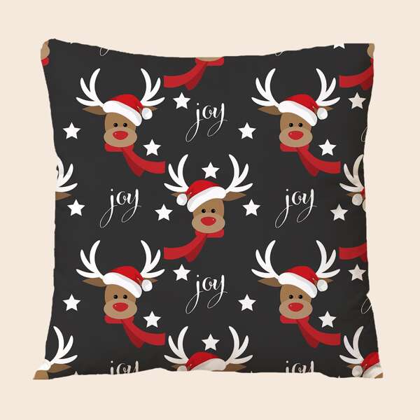 

Christmas Elk Print Cushion Cover Without Filler, Multicolor