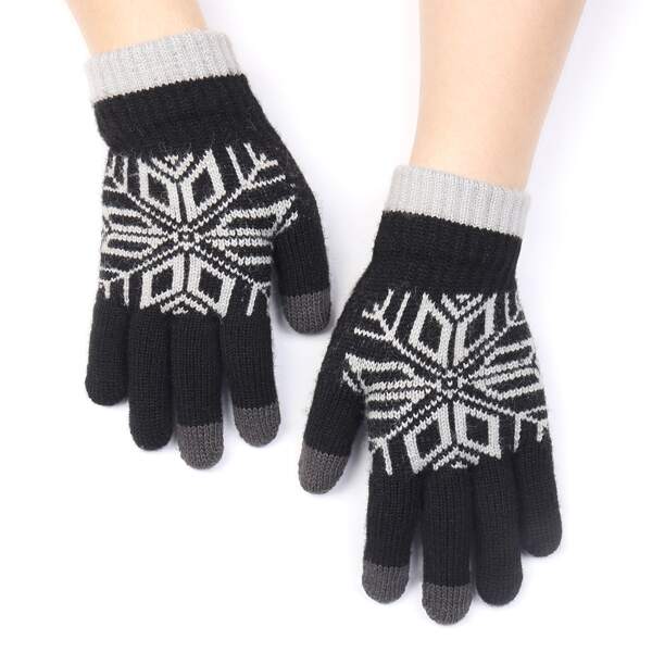

Geo Pattern Gloves, Black