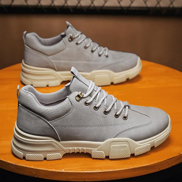 

Men Stitch Detail Lace-up Front Sneakers, Grey