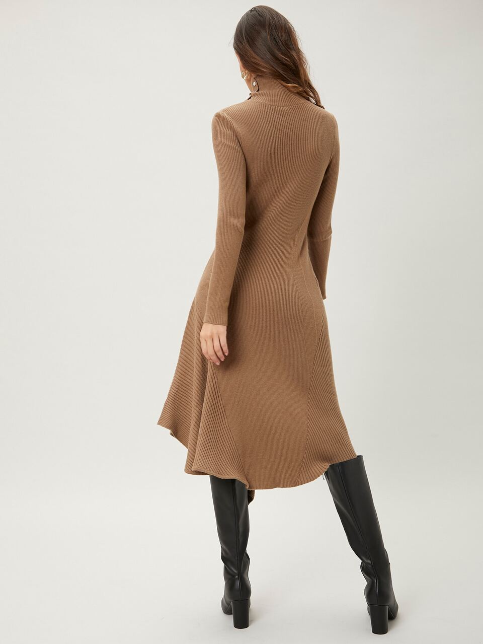 MOTF WOOL-MIX ASYMMETRICAL HEM SWEATER DRESS