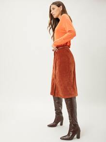 SHEIN 燈芯絨及膝半身裙