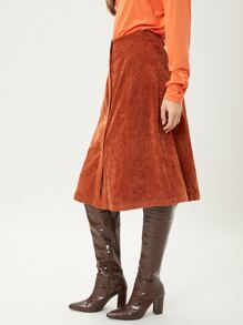 SHEIN 燈芯絨及膝半身裙