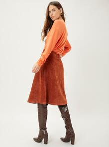 SHEIN 燈芯絨及膝半身裙