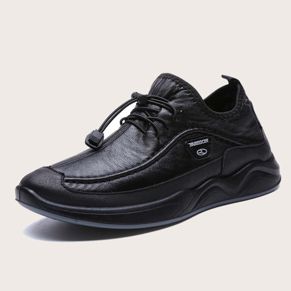 

Men Letter Patch Lace Up Design Loafers, Black