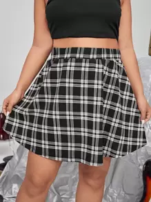 SHEIN EZwear 大碼高腰格紋半身裙