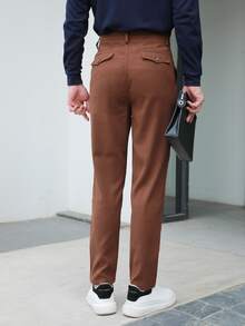 Manfinity Men Slant Pocket Tailored Pants - Coffee Brown - View 2