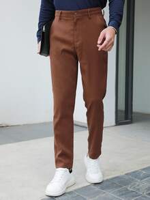 Manfinity Men Slant Pocket Tailored Pants - Coffee Brown - View 5