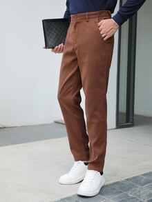 Manfinity Men Slant Pocket Tailored Pants - Coffee Brown - View 6