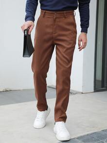 Manfinity Men Slant Pocket Tailored Pants - Coffee Brown - View 7