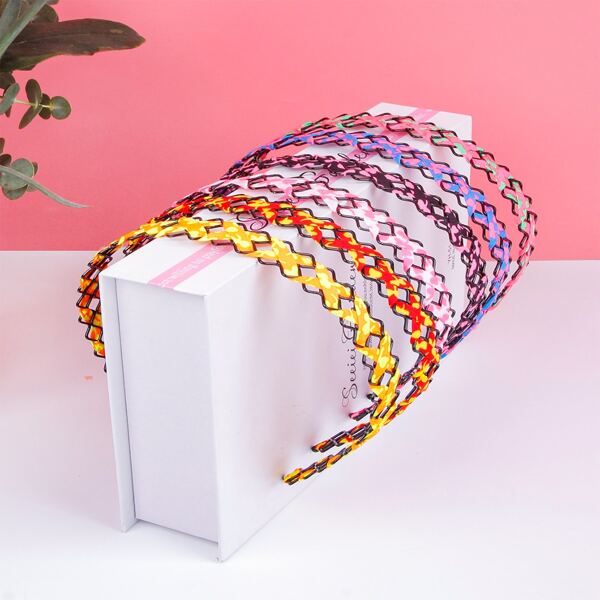 

6pcs Toddler Girls Color Block Headband, Multicolor