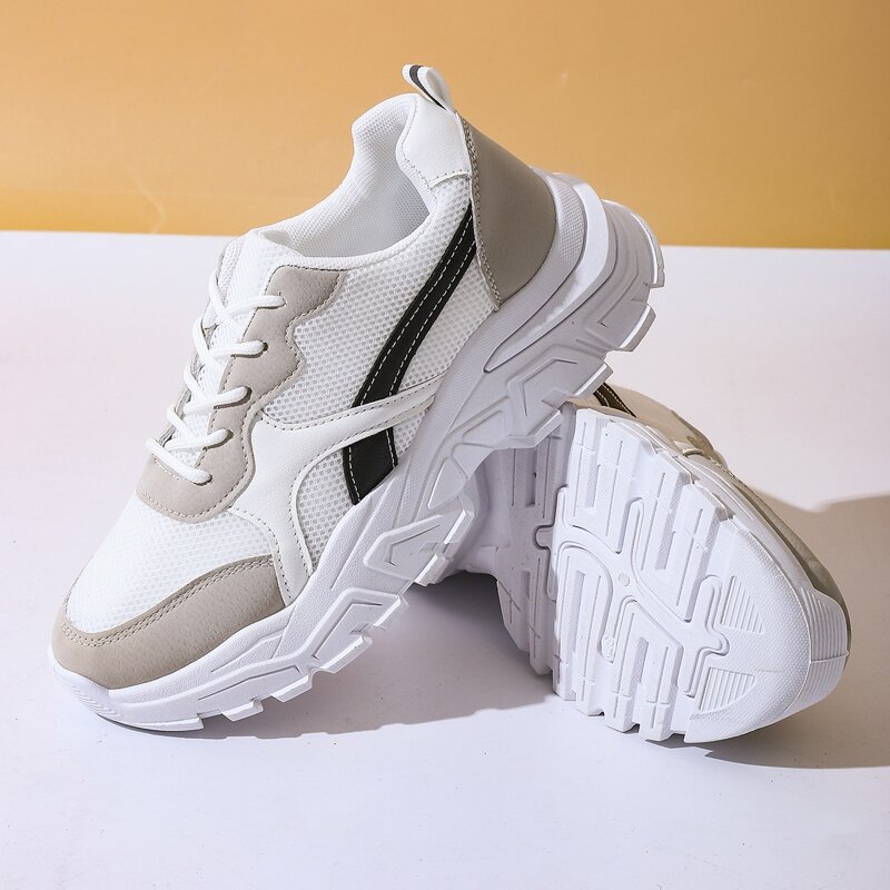 

Mesh Panel Lace Up Front Chunky Sneakers, Multicolor