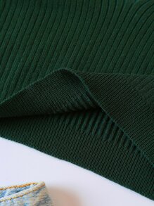 INAWLY 素色針織吊帶短上衣 - 墨綠色 - 查看 4