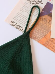 INAWLY 素色針織吊帶短上衣 - 墨綠色 - 查看 6