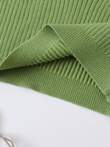 INAWLY Solid Crop Cami Knit Top - Mint Green - View 4