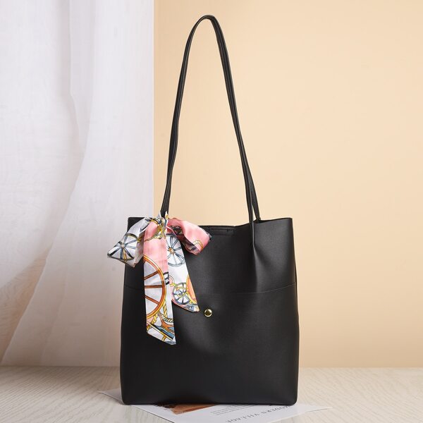 

Minimalist Twilly Scarf Decor Square Bag, Black