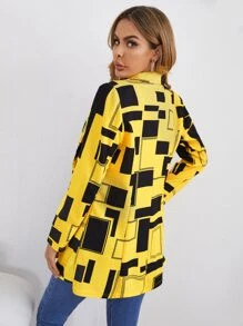 SHEIN Clasi Áo khoác  âu phục nữ Nút Khối Màu Hình học Giải trí - Nhiều màu - Xem 2