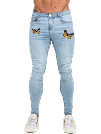 Manfinity Hombres Jeans ajustados con estampado de mariposa