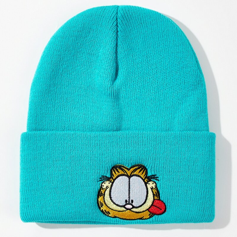 

Cartoon Print Knit Beanie, Green