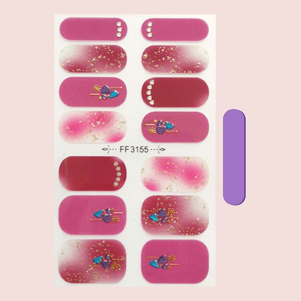 

14pcs Ombre Nail Art Sticker & 1pc Nail File, Multicolor