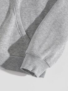 SHEIN EZwear Capucha térmica unicolor con bolsillo de canguro con cordón - Gris - Ver 4