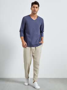 Manfinity Hombres Camisa manga francesa - Azul - Ver 3