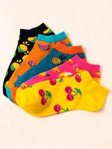 5 đôi tất in hình trái cây - Nhiều màu - Xem 4