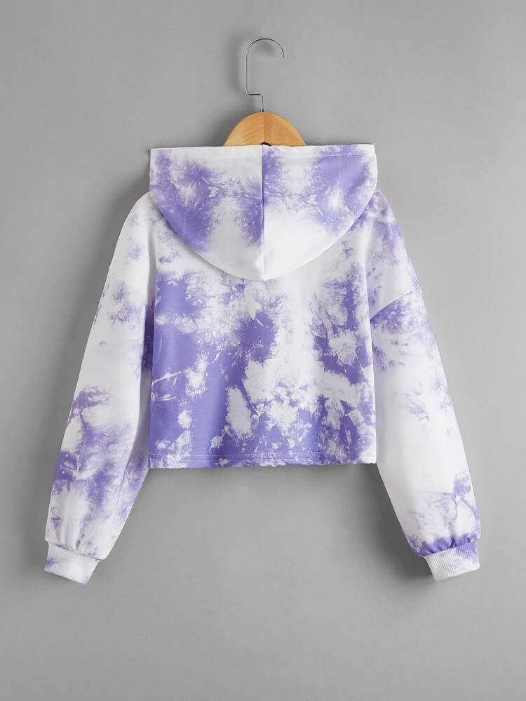 Tween Girl Casual Long Sleeve Hooded Tie-Dye Sports Sweatshirt,In Fall/Winter