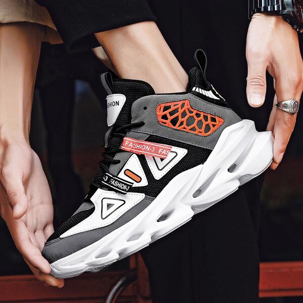 

Men Colorblock Geo Graphic Sneakers, Multicolor