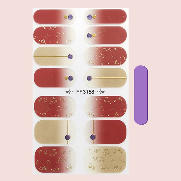 

14pcs Ombre Nail Art Sticker & 1pc Nail File, Multicolor