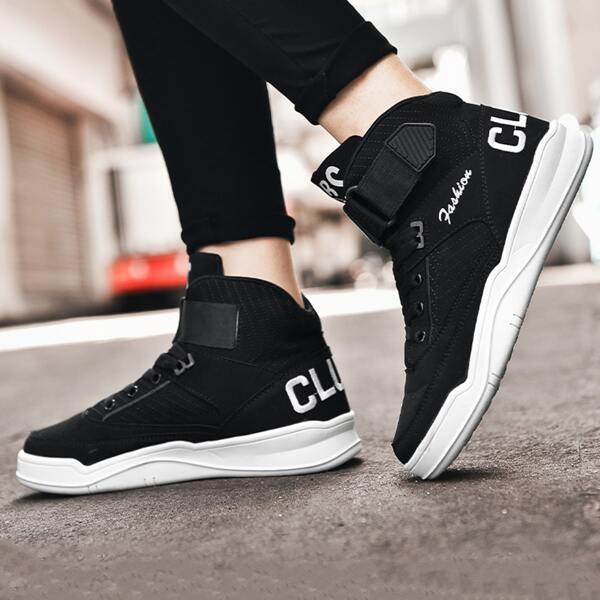 

Men Mesh Panel Velcro Strap Sneakers, Black